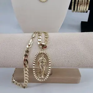 (41)  #2.  14K Gold plated san judas pendant and chain