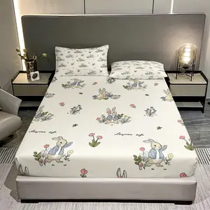 3pc Country Little Rabbit Print Bedding Set, including 1 bed cover and 2 pillowcases (without filling material), a gift for friends, suitable for single beds, double beds, available in multiple sizes, very suitable for bedrooms, dormitories