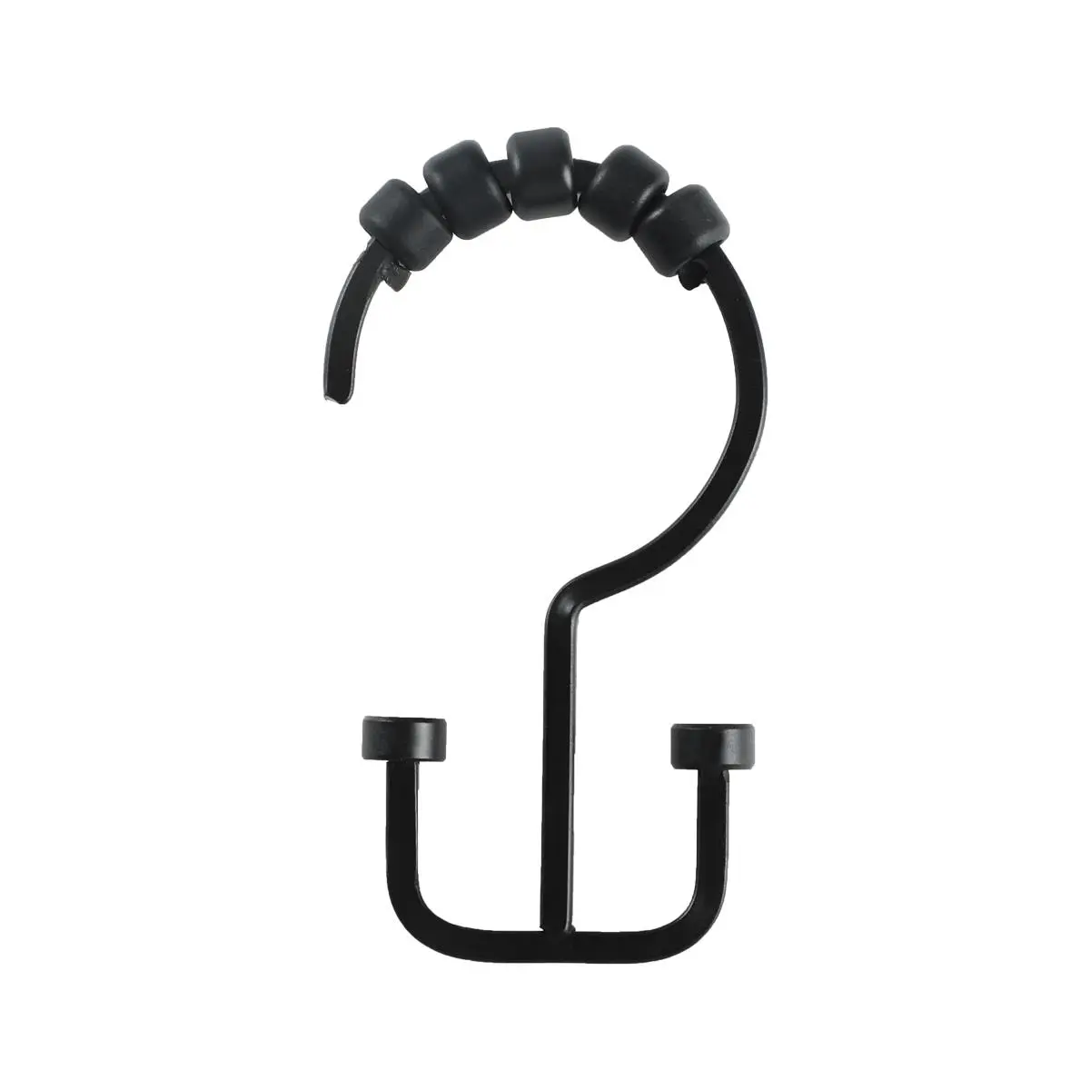 212 MAIN Matte Black Heavy-Duty Metal Shower Curtain Hooks, 12-Piece Rust-Proof Accessory, Double-Secure Easy-to-Install Bathroom Item for Curtains/Liners, Ideal for Modern Bathroom Design