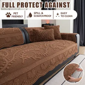 Quilted Couch Cover (Sold Separately), Floral Soft Plush, Anti-Slip Comfortable Easy to Clean Furniture Protector for Pets, Sofa Slipcover