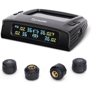 Tymate TM2 RV Tire Pressure Monitoring System, Tire Pressure Monitor with Solar Charge, TPMS with 4 Sensors(Max. 10) & 6 Alarm Modes, New Updated w/Color LCD Display, 0-87PSI for RV/Trailer/Truck/SUV