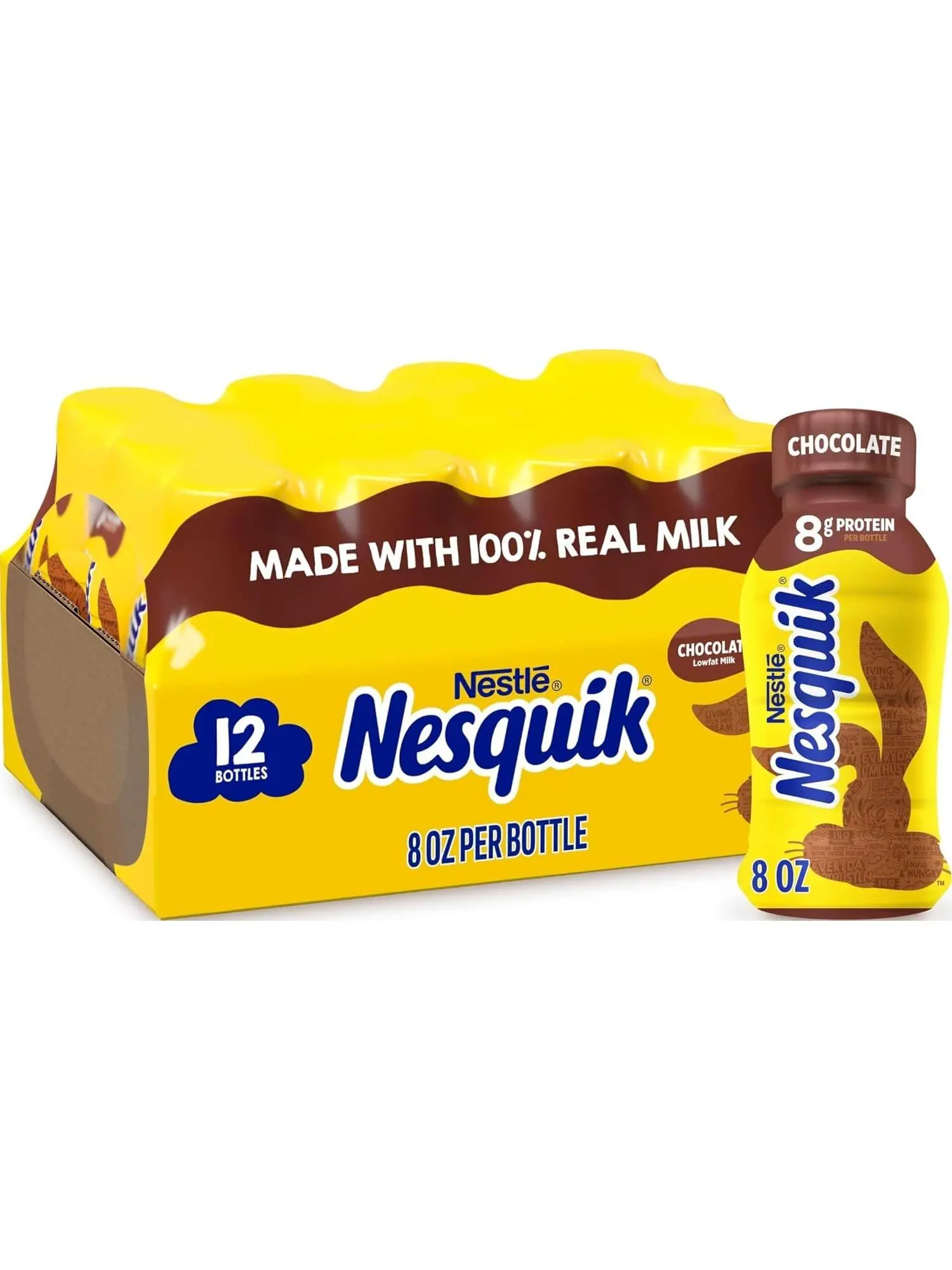 Nesquik Lowfat Chocolate Milk, 8 Fl Oz, 12 Pack