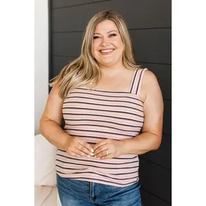 Positively Sweet Striped Tank Top- Pink