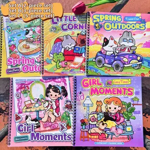 2/3/5Pcs Cute Theme Coloring Book Set with Transparent Pad, Stress Relief Art Supplies for Kids, Ideal for Daily Drawing, Travel, and Bedtime Activities, Durable Drawing Pad