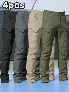 HOMUG 4pcs Men's Lightweight Cargo Pants – Sturdy and durable, featuring large-capacity zippered pockets and straight-cut hems. Available in multiple colors, they are ideal for spring and autumn wear.
