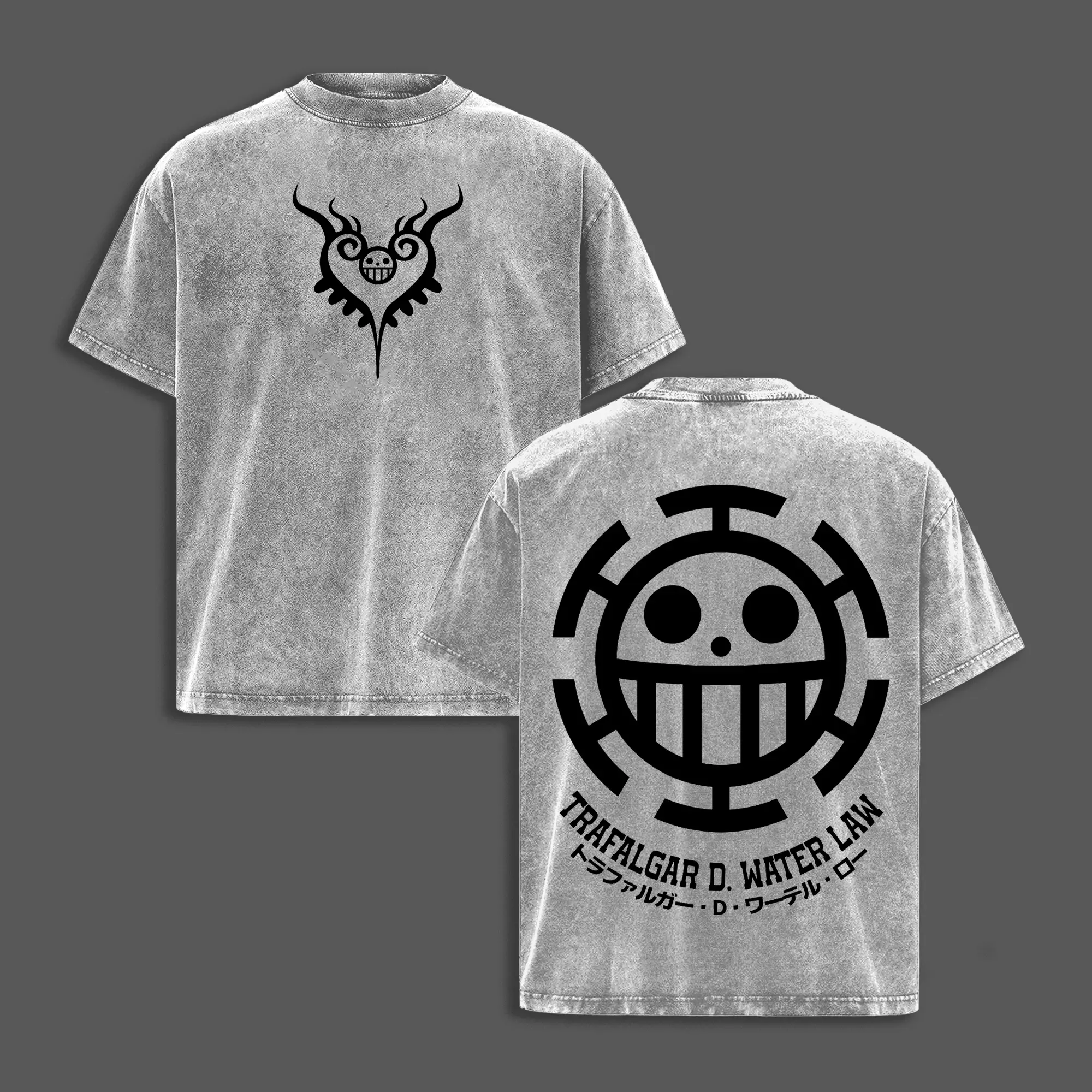 Trafalgar Law One Piecee  Washed Tee Vintage Oversized Anime Graphic T-Shirt Heavy Cotton Unisex Streetwear Ope Ope No Mi Power Gift for Anime Fans