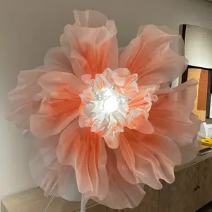 【Dancing Petals】32inches Silent Opening & Closing Design: Silk Satin Floor flower, 47inches tall EVA FLOWER pipe Floral Fabric Art Display Cabinet for Bedroom