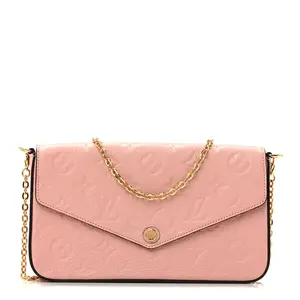Pre-owned Louis Vuitton Leather Crossbody Bags Empreinte Pochette Felicie Chain Wallet Rose Poudre