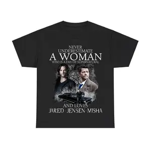 Sam Castiel Dean Winchester Shirt, Never Underestimate A Woman Who Is A Fan Of Supernatural And Loves Jared Jensen Misha Winchester Brothers Shirt