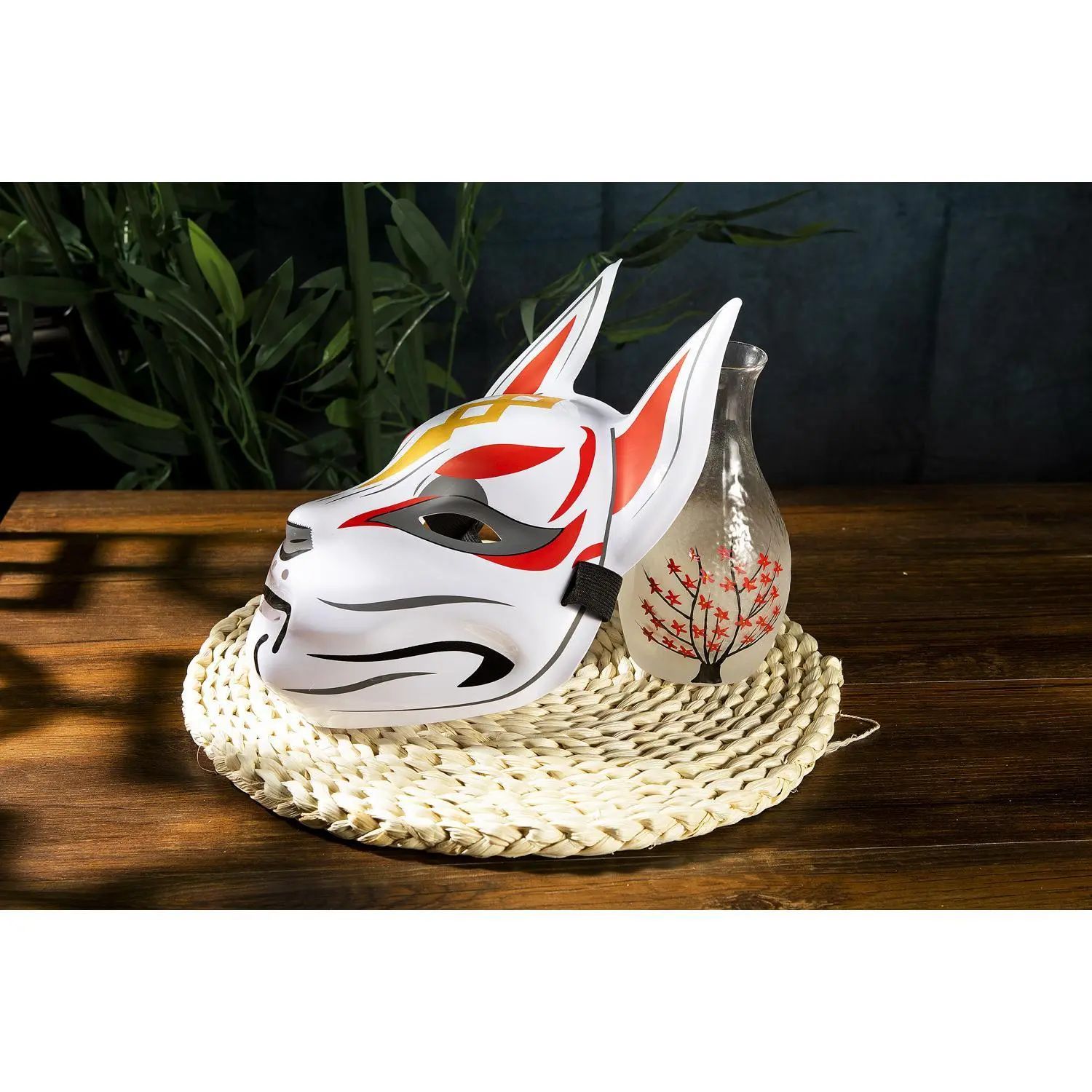 Fox Mask Japanese Cosplay Mask Half Face PVC Kabuki Kitsune Masks Masquerade Anime Cosplay Cat Mask Rave Festivals Party Props