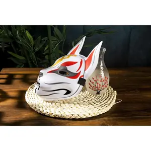 Fox Mask Japanese Cosplay Mask Half Face PVC Kabuki Kitsune Masks Masquerade Anime Cosplay Cat Mask Rave Festivals Party Props