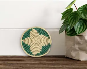 Boho Miniature Turquoise Star Basket, 5-Inch Mini (Pack of 5) Woven Wall Basket Decor for Keys & Jewelry, Colorful African Basket, Bohemian Basket wall art