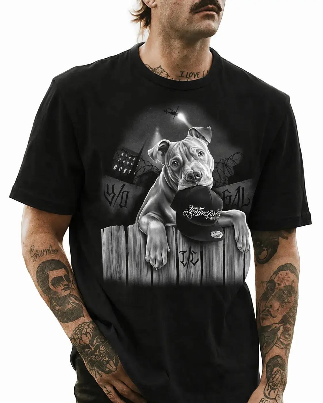 Women's Cotton Pitbull Dog T-Shirt - Breathable Classic Fabric, Realistic Black Dog Graphic, Monochrome Animal Portrait, Urban Streetwear Unisex Casual Top, Layer-Friendly Unique Gift Idea, Soft