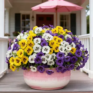 12pcs Outdoor Decorative Three-Color Artificial Flowers, UV Resistant, Durable Plastic Material, Vibrant Colors, Garden & Yard Use