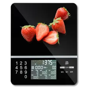 Scale with Nutritional Calculator, Digital Display Nutrition Calorie Calculating for Meal Prep, Kitchen, Baking, , Accurate Weighing Units in Lbs, Grams, Ounces, Batteries Included