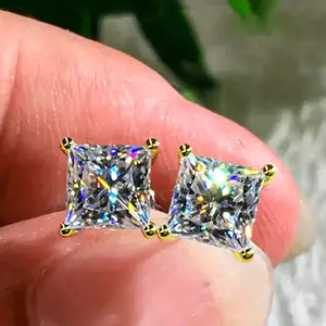 1 Pair Square Sparkling Rhinestone Earrings | Classic Men’s Earrings for Party & Wedding | Fashion Statement Jewelry