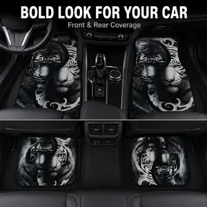 4pcs Tiger Pattern Car Floor Mats, All Weather Non-Slip Universal for Suv Truck Sedan, Washable Durable Auto Carpet, Perfect Gift