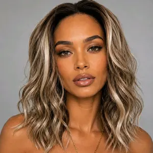 DUE TO HYGIENE CONCERNS ALL WIG SALES ARE FINAL UNLESS DAMAGED OR WRONG ITEM RECEIVED. Watered Souls Haute Line Monofilament wig 15"-16" Brown highlight.