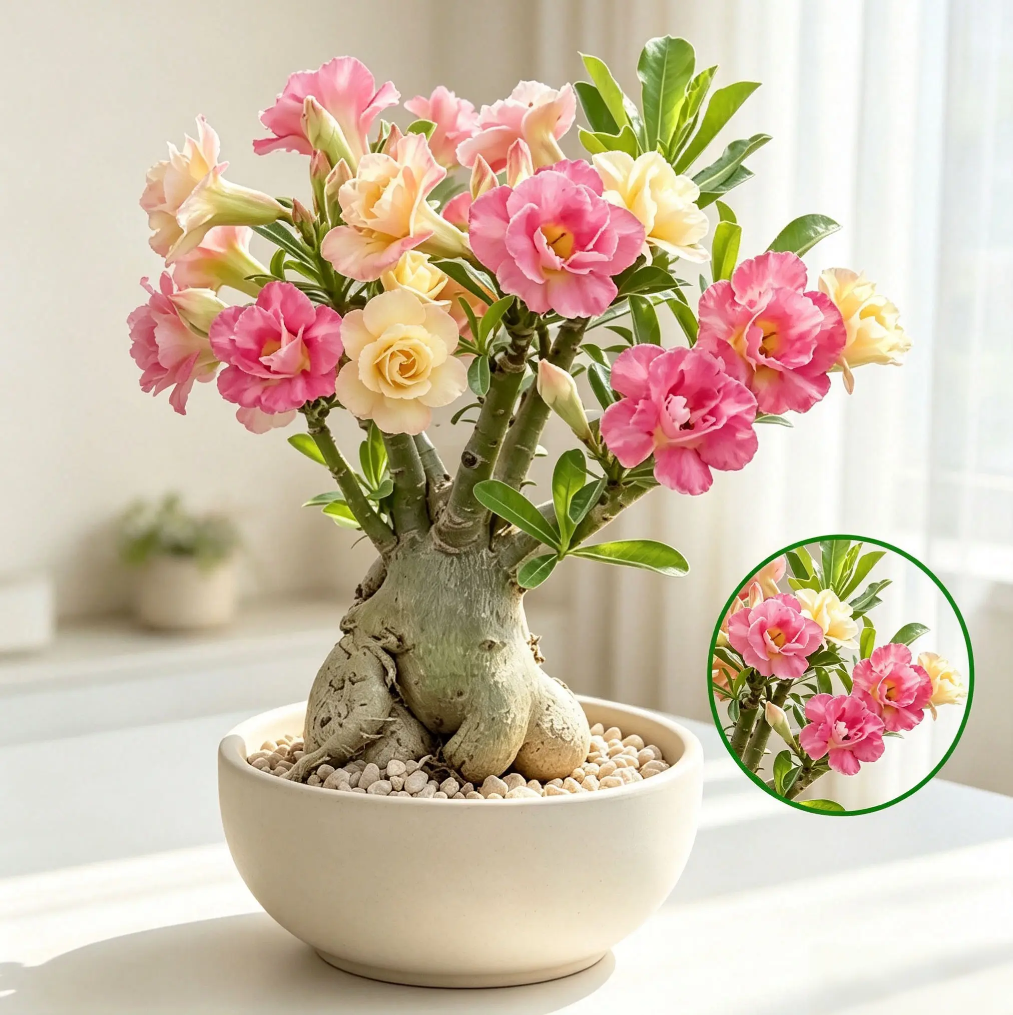 Desert Rose Plant - Adenium Obesum, Outdoor Courtyard Display, Indoor Tabletop Decor