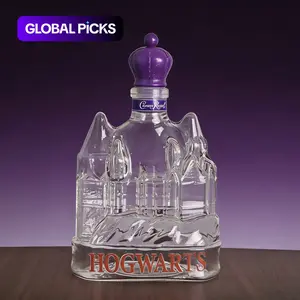 Hogwarts Castle Shaped Whiskey Bottle, 3D Sculpted Harry Potter Inspired Design Glass Decanter, Perfect for Wine & Spirits, Unique Gift Idea