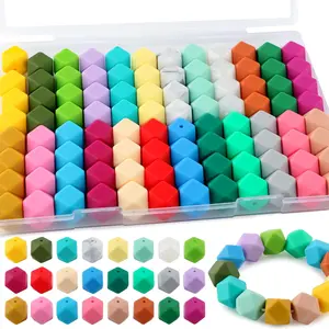 96 count 14mm Hexagon  Beads, Bulk  Beads for  Bracelet Necklace Making DIY Crafts(Multicolor)