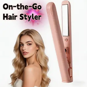 USB-C Portable Hair Styler - Mini 2-in-1 Flat Iron & Curling Wand | Fast Heat, Dual Voltage, Perfect for Travel, Dorm, Gym Bag & Quick Touch-Ups plancha de cabello