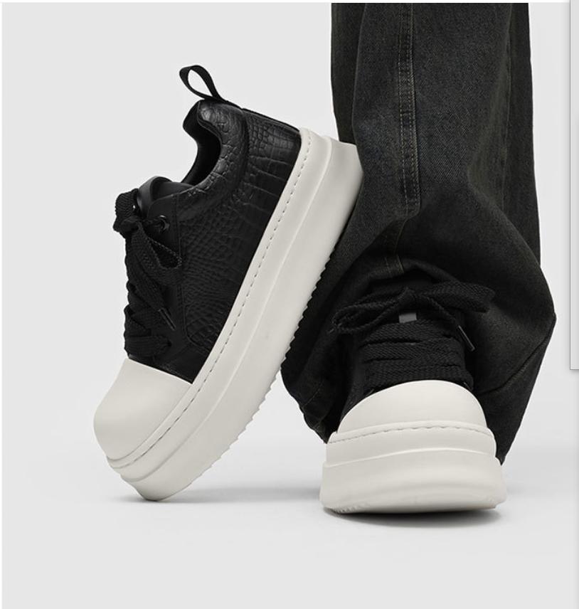 Cheat Code Height Boost: Black & White Platform Sneakers