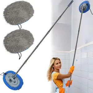 Max 83'' Wall Mop, Wall Cleaner with Long Handle, Ceiling Dust Mop with 15° Elbow Extension Pole, Baseboard Duster Washer Scrubber, High Reach Window Brush, Roof Tool