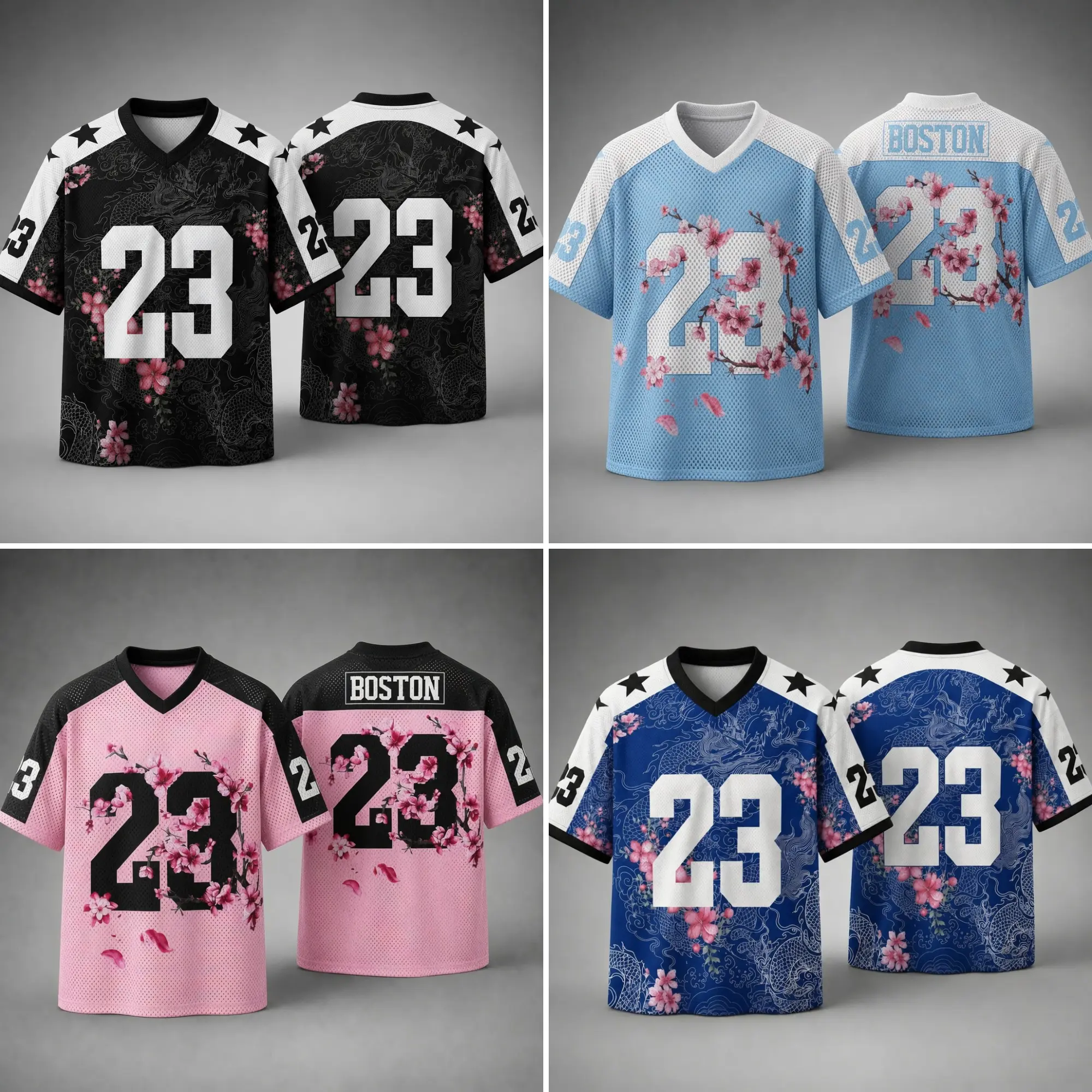 2026 Trending Japanese Dragon & Sakura Print Basketball Jersey, Aesthetic Oversized V-Neck Streetwear Graphic Tee with Number 23, Stars Retro Oriental Style Dark Grunge Top for Men Women, Urban Samurai Fashion Clothing