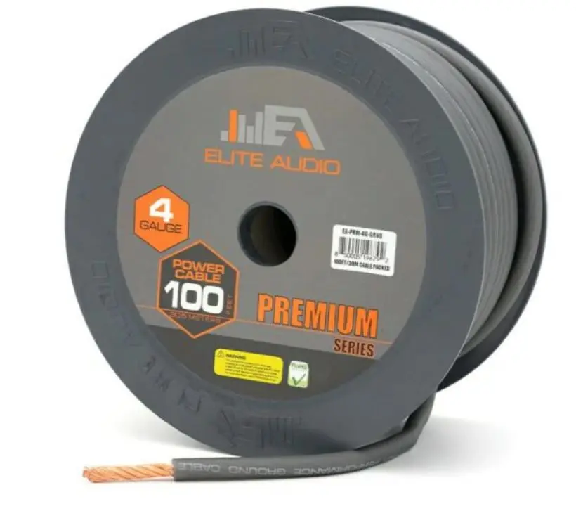 Elite Audio 4 Gauge Ground Wire – 100ft CCA Power Cable for Car Audio & High-Current Systems