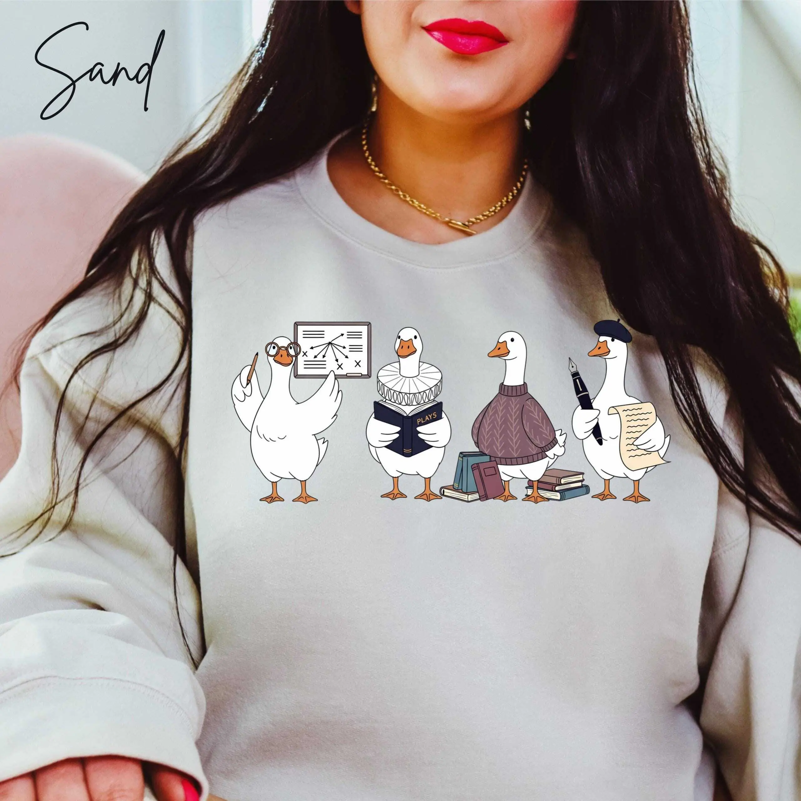 English Teacher Goose Sweatshirt ,  Professor Literature Lover Gift Vintage Inspired Educator Crewneck Literary Humor Sweat
