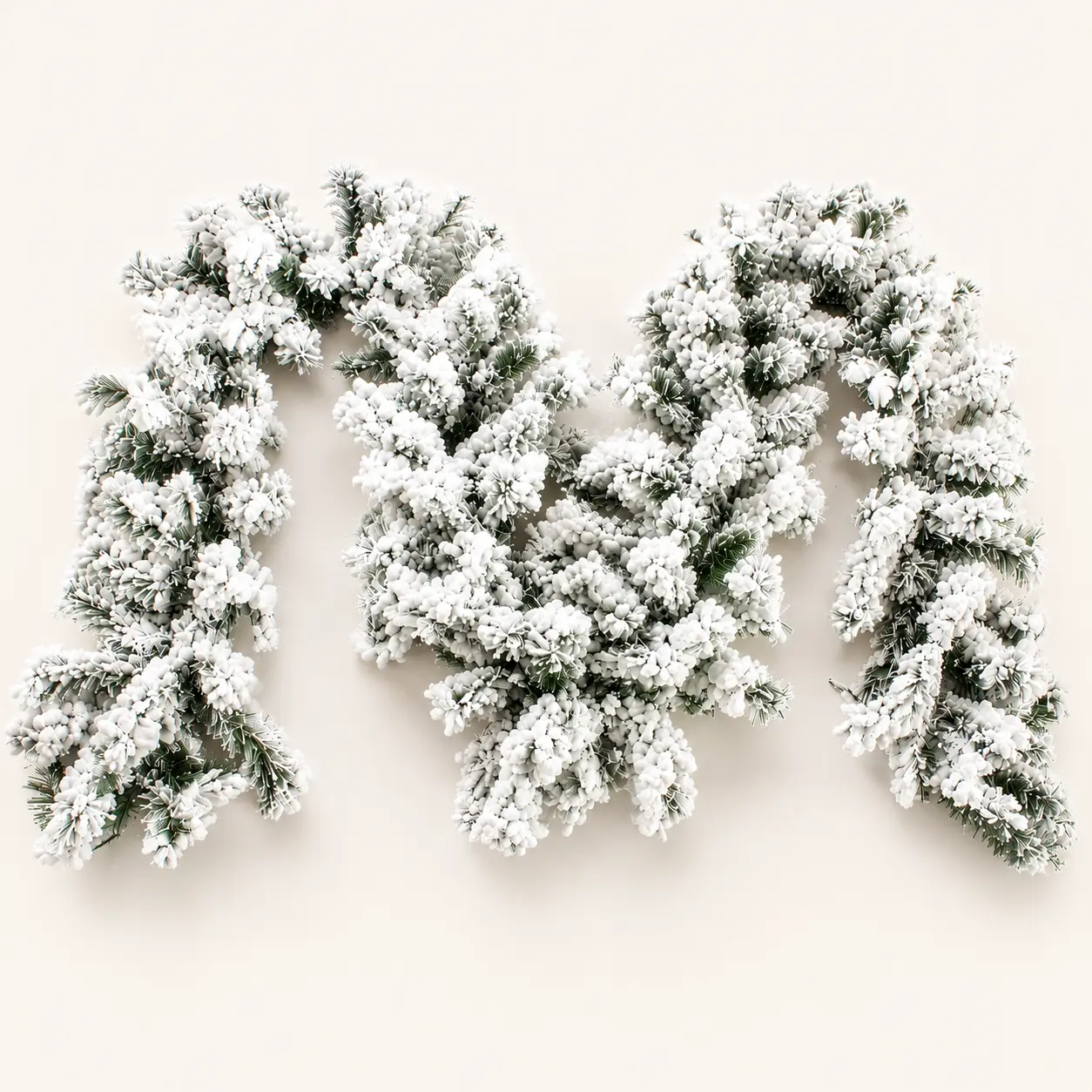Perfect Holiday 9FT Pre-Lit Heavy Snow Flocked Christmas Garland with Timer Warm White LED Lights
