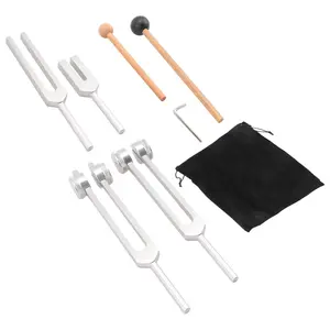 QYKF 4Pcs Tuning Fork Set (128Hz, 136.1Hz, 528Hz MI, 4096Hz) – Ideal for Chakra Healing, Sound Therapy & Stress Relief