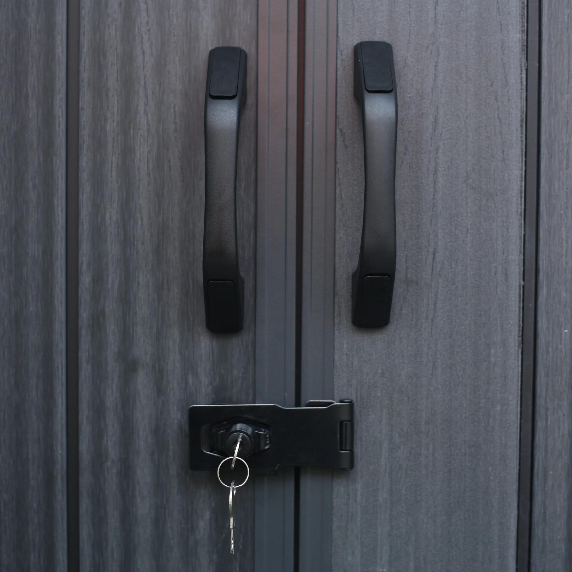 Outdoor Resin Storage Shed Lockable Door Waterproof Plastic Garden Tool Shed Windows Vents Patio Furniture