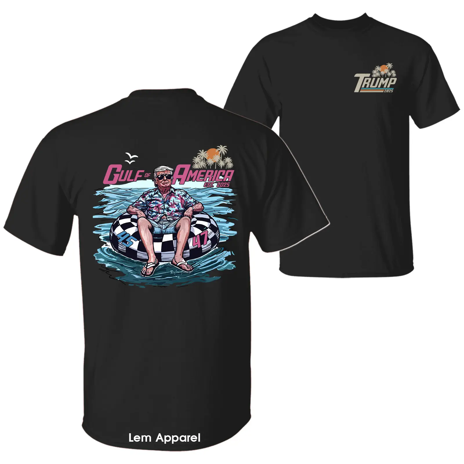 Gulf of America 2025 Shirt President Trump Gulf Coast Shirt Texas Mississippi Florida Beach 2 Sided Crewneck Unisex Cotton T-shirt for Men for Women