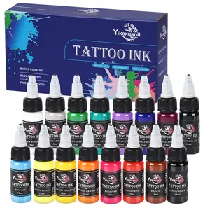 Yikexuanli 16 Bottles Tattoo Ink Set, Permanent Body Art, Classic & Elegant (15ML), Ideal for Tattoos, Long-Lasting