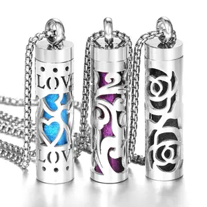 New Aromatherapy Diffuser Necklace LOVE Pattern Stainless Steel  Essential Oil Diffuser Lockets Neutral Pendant   y Jewelry