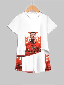 Portuguese Totem! Cristiano Ronaldo National Team Geometric Totem Printed Set | Soccer Fan T-shirt & Shorts