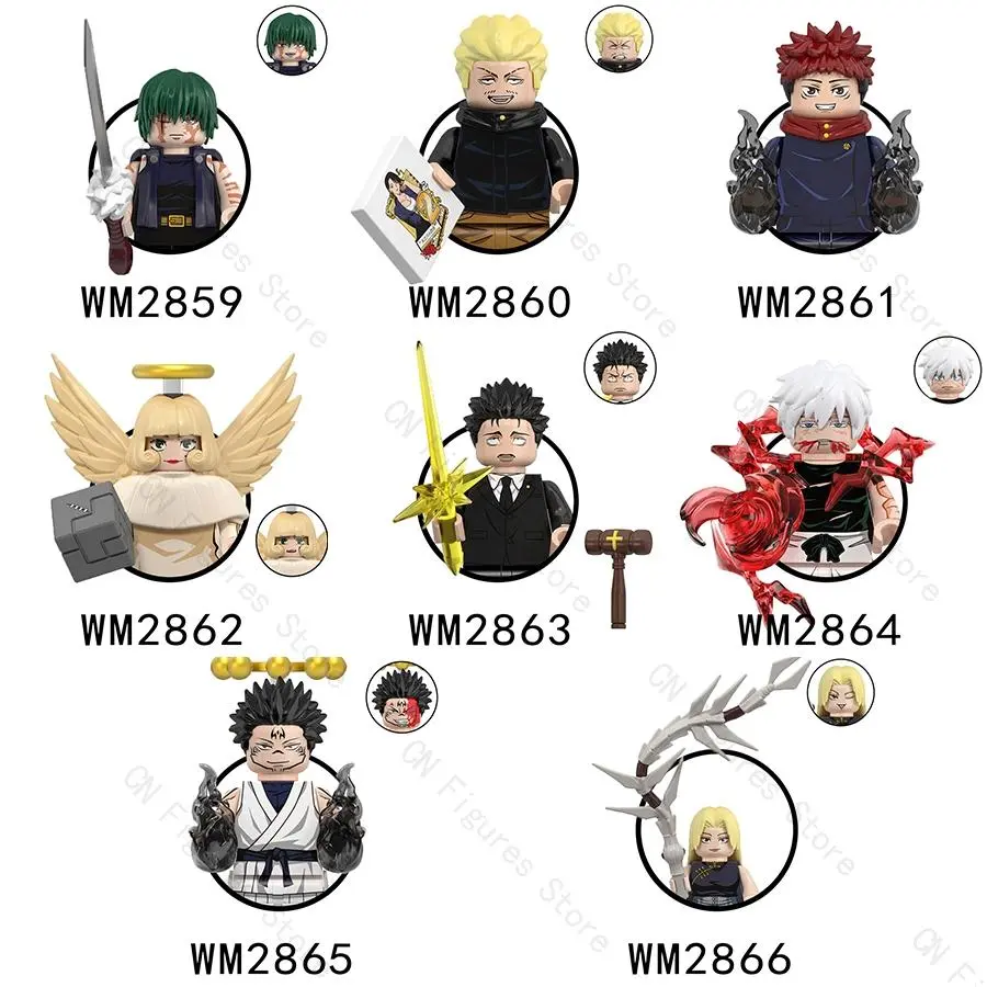 WM6202 Gojo Series Creative Construction Building Block Model Collectibles, Hot Anime Cartoon Action Figures Featuring Gojo Satoru, Ryomen Sukuna, Itadori Yuji, Mai Todo, Hana Maki