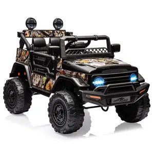 GAOMON Black 12V Kids Ride On Truck With Remote Control Dual Safety System Three Speed Settings Bluetooth Music Led Lights And Durable Steel Frame For Toddlers And Kids Black