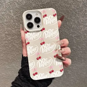 Sweet Cherry Pattern Matte Full Coverage Anti-Drop Tpu Phone Case for iPhone 11-17 Pro Max, Samsung A55-A91 S25-S21 Series