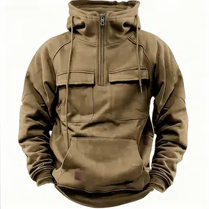 quarter zip movement pullover，multi-pocket hooded sweatshirt，Business and leisure styles， You can wear it all year round clothes zip hoodies men