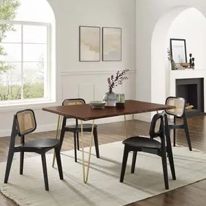 Modway Ardor 60" Live Edge Acacia Wood Acacia Wood Dining Table in Gold Walnut