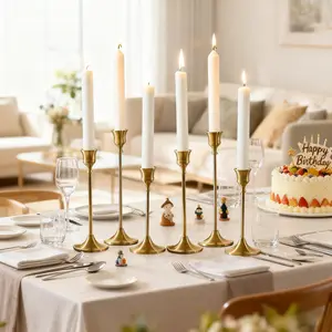 Elegant Metal Candlestick Set, Candle Holder Set, Long Handle Polished Metal, Perfect for Home Decor, Centerpiece Decor, Special Occasions, Christmas, New Year, Wedding