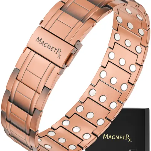 MagnetRX 3X Strength Copper Magnetic Bracelet (Stealth) - Pure Copper Bracelets for Men - Adjustable Length, Hypoallergenic, Sizing Tool & Gift Box Included Bracelets Stacking Waterproof Durable Jewelry