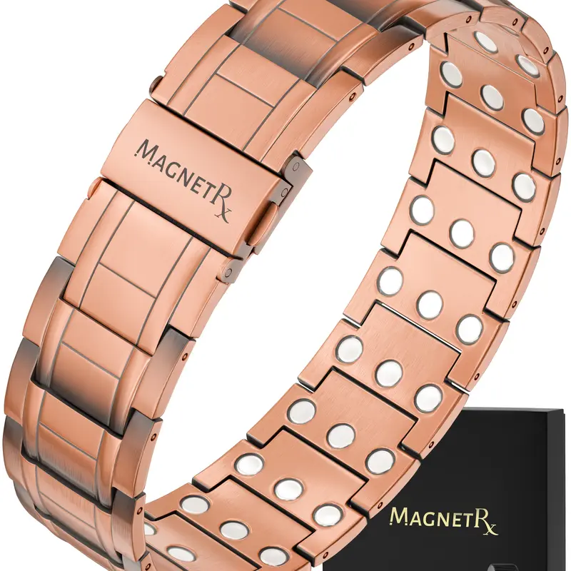 MagnetRX 3X Strength Copper Magnetic Bracelet (Stealth) - Pure Copper Bracelets for Men - Adjustable Length, Hypoallergenic, Sizing Tool & Gift Box Included Bracelets Stacking Waterproof Durable Jewelry