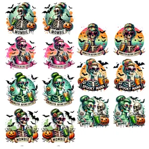 Mombie Halloween Skeletons DTF Gang Sheet-14 Adult Prints Fitted Design for Heat Press Application