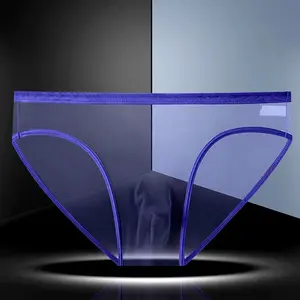 XL-3XL Transparent Underpants for Men Low-Waist Ultra-Thin Mesh U Pouch Underpants Breathable Solid Color Underwear
