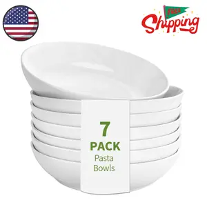 7 Pack Porcelain Pasta Bowls Ceramic