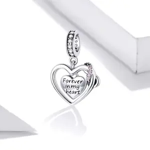 Genuine 925 Sterling Silver "Forever in my heart" Infinity Love Charm Pendant